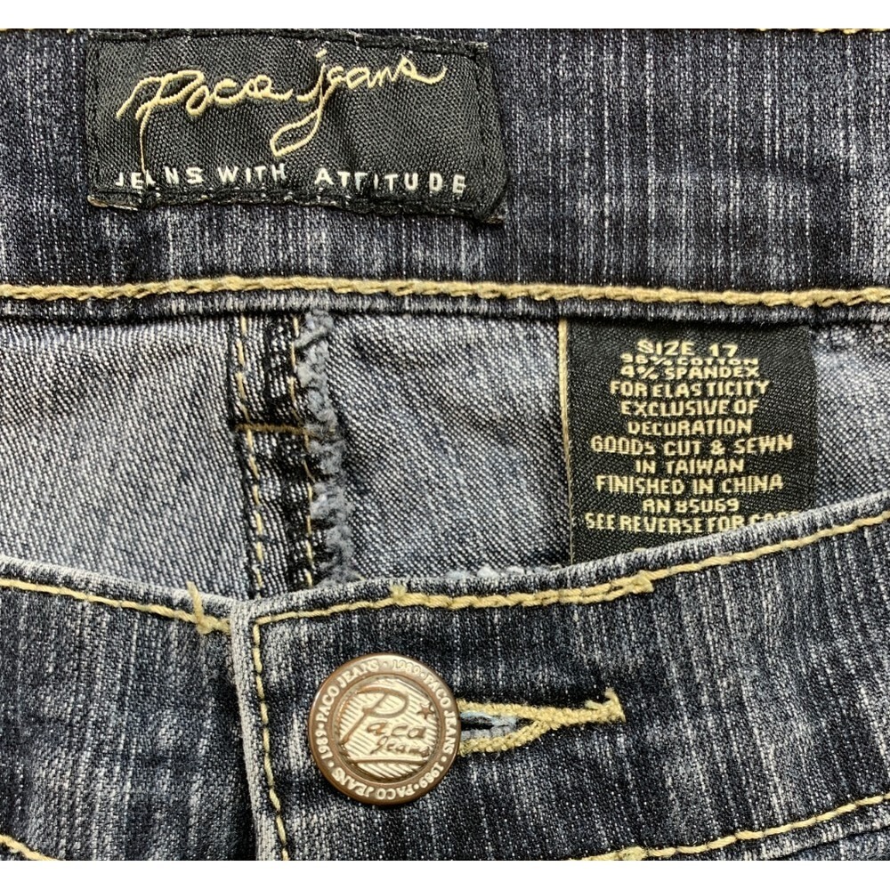 Paco Jeans Womens‎ 33x31 Blue Bootcut Stretch Embroidered Wings Western Y2K - Picture 5 of 15